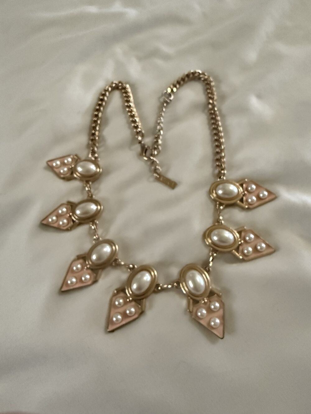 Mika Faux Pearls Gold Tone Statement Necklace